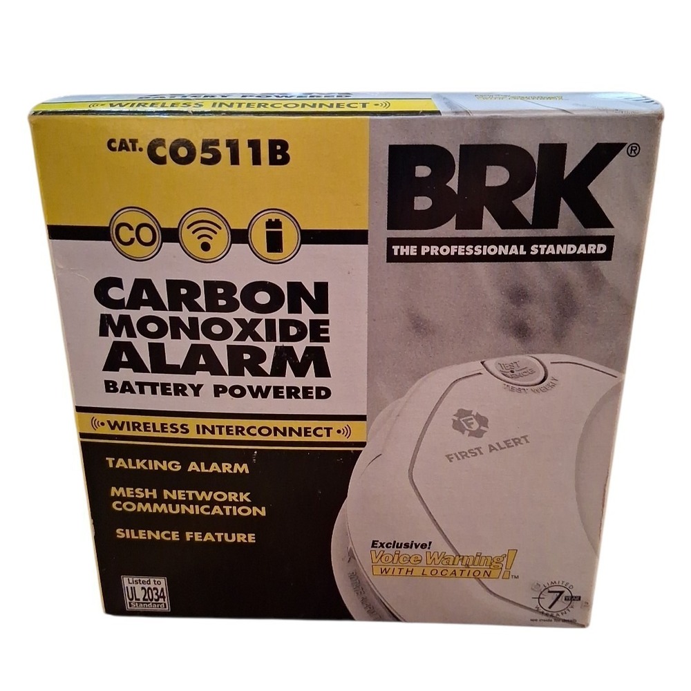 First Alert BRK CO511B Carbon Monoxide Alarm Wireless Interconnect Voice Warning